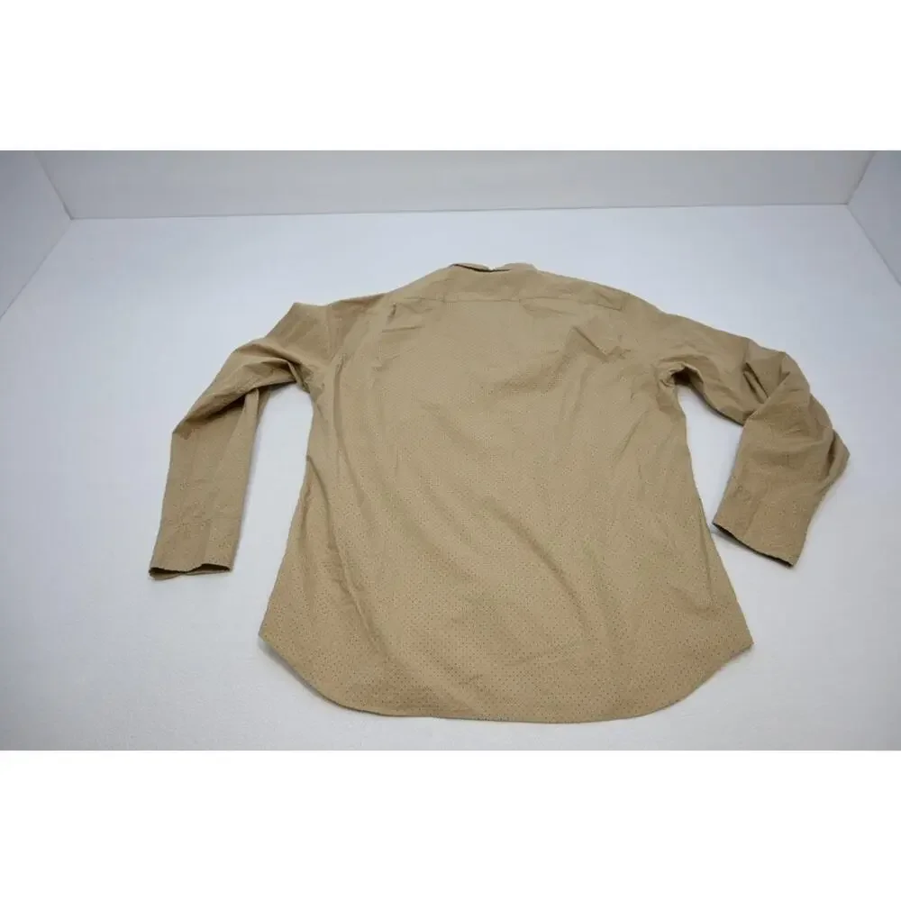 J Crew Flex Dress Shirt Brown Spotted Casual Button Up Mens Sz‎ Large